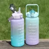 Stock! 2000ML time scale space jug water bottle outdoor portable bomb cover spray paint gradient water cup large-capacity