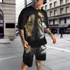 Men's Tracksuits Summer Graffiti Palm Shirt Sets Men Figure Pattern Street Outfit Costume Male Non-slimming T-shirt Coolest Suit HommeMen's