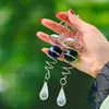 Decorative Objects & Figurines Stainless Steel Spiral Wind Chimes Crystal Ball Spinner Pendants Rotating Hook Home Nursery Garden Yard Wall