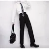 Męskie garnitury męskie Blazerse Koreańskie luźne spodnie w stylu college'u przystojny mundur garnitur czarny kolor workowate homme spodnie