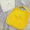 Bolsa oca de palha Sacos de compras femininos de designer de moda Sacos de ráfia de verão Bolsa de praia de ombro tecido Bolsa de mão