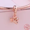 925 Sterling Silver Dangle Charm New Rose Gold Gold Série Coração Flor Dreaming Dream