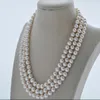 3ROW 18 "9mm White Round Freshwater Pearl Necklace