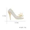 Pins Brooches Luxury High-Heeled Shoes Brooch Rhinestone Shoe Flower For Women Girls Christmas Gifts Broches DropPins