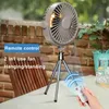 New Remote Control Floor Table Air Cooler Mini Portable Ceiling Fan 360 Rotation 3-speed Wind Wireless for Camping Home Night LightDHL Fast shipment