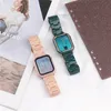 حزام شريط الراتنج الفاخر مع علبة الوفير لسلسلة Apple Watch 7 6 5 4 SE IWatch 40mm 41mm 44mm 45mm