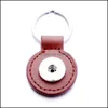 Nyckelringar smycken runda svart pu läder nyckelring 18 mm snäppknappar hänge kedja bilväska snaps keyring droppleverans 2021 dhsaz