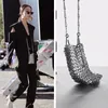 Luxury Designer Women Bags Pure Metal Sequins Chain Woven Hollow Evening Clutch Female Travel Holiday Shoulder 220413