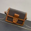 Dauphine Mini Bag 18.5cm 20CM 25cm three Sizes Two-tone Paneled Metal Logo Small Size with Chain to Use as Handbag or on Shoulder messenger bag