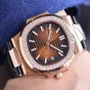 Watch Watch PP الساعات الميكانيكية التلقائية الماس Wristwatch جلد حزام من الفولاذ المقاوم للصدأ الفولاذ المقاوم للصدأ
