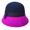 Berretti di lana in feltro giallo rosa patch cloche cappello a secchio per donne5498168