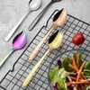 Colored 2 in 1 Silverware Stainless Steel Fork Spoon Fork Salad