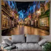 Boho dekoracja domowa zamek fantasy Tobestry Magic Night View Alley Shops Street Diagon World Wall wiszący J220804