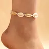 Boheemian Shell Rope Anklets for Women Men Handgemaakte verstelbare legering metalen voetketen Zomer sieraden accessoires