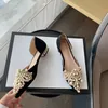 Crown Pearl Flats Women Wedding Shoes Point Toe Female Dress Moccasins Low Pearl Heel Ladies Fashion Luxury Style 43 220812