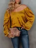 Dames t-shirt vrouwen lente herfst stijl blouses shirts dame casual lange lantaarn mouw laaggesneden o-neck blusas tops ss3893women's