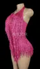 Body con frange di cristalli scintillanti Donna Nightclub Party Outfit Costume da ballo Onepiece Stage Wear Performance sexy Show Body 220812