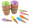 Ferramentas de cozinha Kids Ice Cream Bowls Cream de sorvete Casais Tigela Presentes do recipiente de sobremesa com colher infantil suprimento de presente SN4531