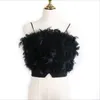 ファッション女性のセクシーな毛皮の上のトップスキャミスカジュアルタンクベストノースリーブReal Ostrich Feather T02 220318