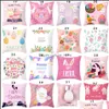 Pillows Nursery Bedding Baby Kids Maternity Happy Easter Bunny Pillow Case 45X45Cm Rabbit Printed Peach Skin Ers Spring H Dhjbk