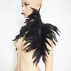 Scarves Black Natural Feather Shrug Shawl Shoulder Wraps Cape Gothic Collar Cosplay Party Body Cage Harness Bra Belt Fake7024205