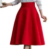 5xl plus size saia de cintura alta s womens branco joelho comprimento fundos plissados ​​saia midi rosa preto vermelho azul 220317