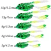 15 pzset Rana Richiamo Morbido Tubo Esca Richiamo di Pesca in Plastica con Ami da Pesca Topwater Ray Rana Occhi Artificiali 3D Esche da Pesca Set 220530