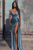 2022 robes de soirée élégantes à épaules dénudées une ligne dos nu cristal fendu côté haute Sexy soirée robes de bal2508