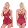 Lace Open Jumpsuit Lingerie Woman Underwear Sexy Set Erotic Transparent Sleepwear Outfits Sex Dress Stripper Clothes
