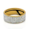 Mode Luxus Paar Ring Fünf Reihen Voller Zirkonia Finger Ringe Für Frauen Männer Titan Ring Schmuck Geschenke
