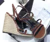 Summer Summer Ladies Cassandra Wedge Sandals Open Ene Leather Courdle Calkle Women High Cheels EU35-43