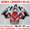 Injection mold Body For HONDA CBR 600 F4 FS CC 600F4 600CC 1999-2000 Bodywork 136No.102 100% Fit CBR600F4 CBR600 F4 99 00 CBR600FS 1999 2000 OEM Fairing Kit red grey