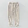 조깅 바지 남자 여름 캐주얼 하렘 바지 천연면 린넨 바지 흰색 탄성 허리 일본 패션 의류 220816