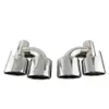 A Pair 63mm Inlet Universal Exhaust Pipe 2-out Chrome Silver 201 Steel Muffler Tips 240mm Outlet Angled Exhaust Nozzles