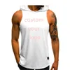 Aangepast merk mannen tanktop bodybuilding mouwloze t-shirts spiervest cool hoody tops gym sport slanke fitness hoodies vest 220607