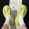 Summer Men Sandals Slides Runway Slippers Solid Hollow Design Beach Outside Soft Non-Slip Sole Casuple Par Ladies Shoes G220526