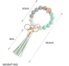 9 styles Silicone Bead Bracelet Key chain Women Anti Loss Leopard Spots Wood Tassel Bracelets Keyschain For Party Gift