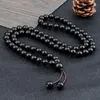 Brins de perles Noir Mat Onyx 108 Perles Bouddha Bracelet Haute Qualité 8 MM Collier Élastique Pierre Naturelle Guérison Méditation Yoga Bijoux La