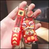 Stile cinese Little Tiger Keychain Creative New Year Card Cute Pendant Doll School Bag Keychaier Ship Drop Delivery 2021 Prodotti Arts Cra