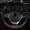Steering Wheel Covers 38CM 15 Inch Carbon Fiber Leather Cover with Needle and Thread Hand-ed Auto Parts