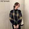Matakawa femme veste automne coréen O cou à manches longues Plaid Tweed vestes Vintage contraste couleur élégant décontracté manteau femmes 220815