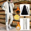 Mäns Tracksuits Höst / Vinter Hoodie och Byxor Set 2022 Fleece Tjock Round Collar Spring Autumn Boys Sportkläder Casual Fall Wear