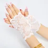 4 Colors Mesh Lace Short Fingerless Gloves For Women Embroidered Rose Floral Bride Wedding Mittens Party Costume Stretch Glove Driving UV-proof