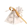 선물 랩 50/100pcs 개인화 된 대리석 삼각형 사탕 상자 결혼식 호의 종이 박스 초콜릿 포장 기프트