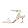 Sandals Women Designer New Fresh Fairy High Heels Sparkle Rhinestones Square Toe