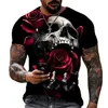 Skull 3D Print Magliette da uomo Summer Loose ONeck Manica corta Scheletro Top Street HipHop Tees Abbigliamento uomo T-shirt oversize 220607