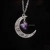 H￤nge halsband h￤ngsmycken smycken irregar naturlig original sten kristall kvarts stil m￥nform med dhdmn