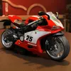 1 14 Simulation Motorcycle Pull Back Alloy Car Model Light Sound Effects Racing Collection Miniature Ornaments 220608