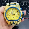 Armbandsur obesegrade reservbult Zeus Mens Watch 52mm rostfritt stål kronograf oövervinnlig Invicto reloj de Hombre för dropw2602