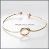 Link Chain Bracelets Jewelry New Arrival Designer 3 Colors Alloy Cuff Charm For Women Adjustable Open Knotted Bangle Bracel Dhbyu